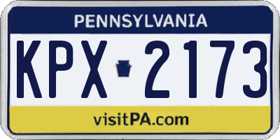 PA license plate KPX2173