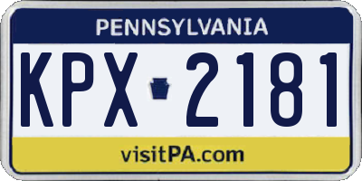 PA license plate KPX2181