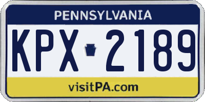 PA license plate KPX2189