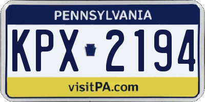 PA license plate KPX2194