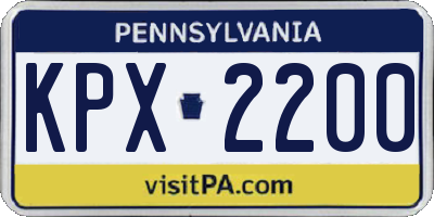 PA license plate KPX2200