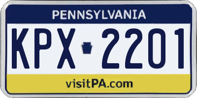 PA license plate KPX2201