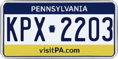 PA license plate KPX2203