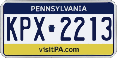 PA license plate KPX2213