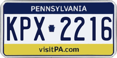 PA license plate KPX2216