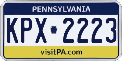 PA license plate KPX2223