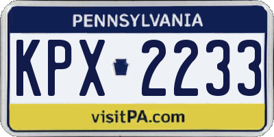 PA license plate KPX2233