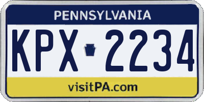 PA license plate KPX2234