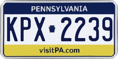 PA license plate KPX2239