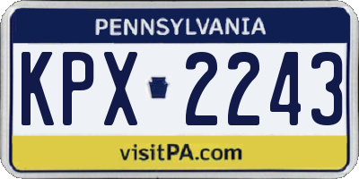 PA license plate KPX2243