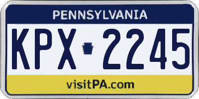 PA license plate KPX2245