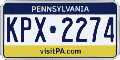 PA license plate KPX2274