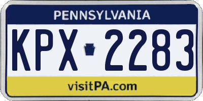 PA license plate KPX2283