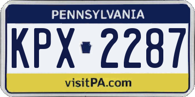 PA license plate KPX2287