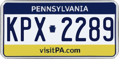 PA license plate KPX2289