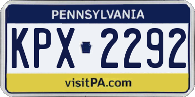 PA license plate KPX2292