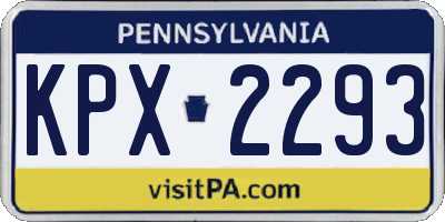 PA license plate KPX2293