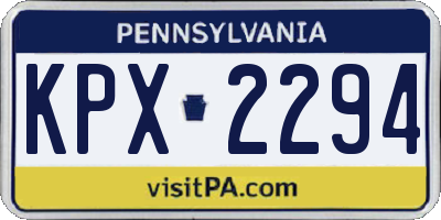 PA license plate KPX2294