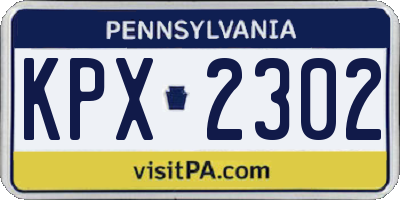 PA license plate KPX2302