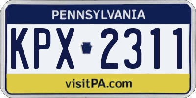 PA license plate KPX2311