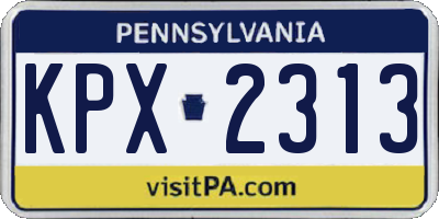 PA license plate KPX2313