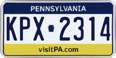 PA license plate KPX2314