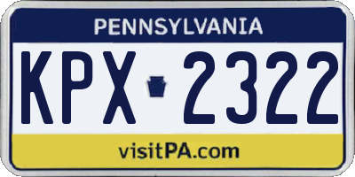 PA license plate KPX2322