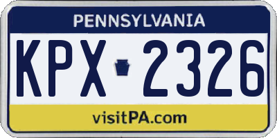 PA license plate KPX2326
