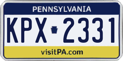 PA license plate KPX2331