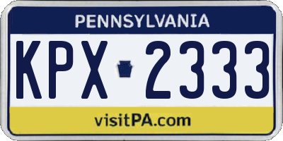 PA license plate KPX2333