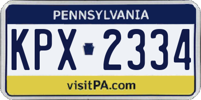 PA license plate KPX2334