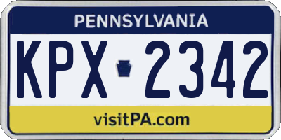 PA license plate KPX2342