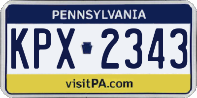 PA license plate KPX2343