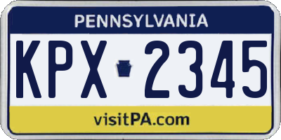 PA license plate KPX2345