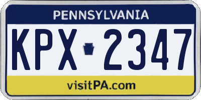 PA license plate KPX2347