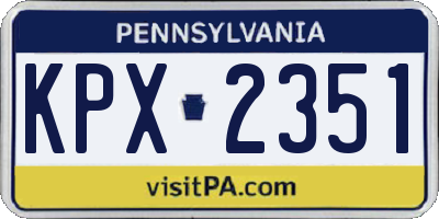 PA license plate KPX2351