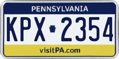 PA license plate KPX2354