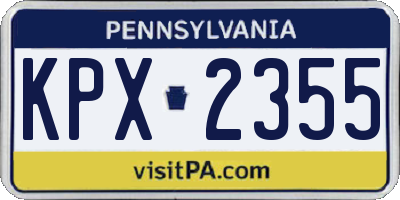 PA license plate KPX2355