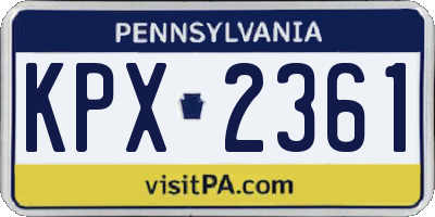 PA license plate KPX2361