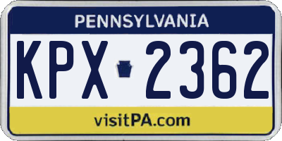 PA license plate KPX2362