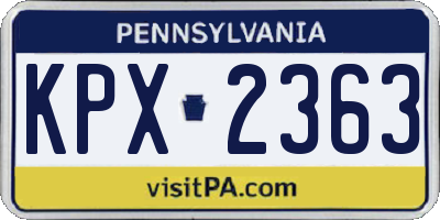 PA license plate KPX2363