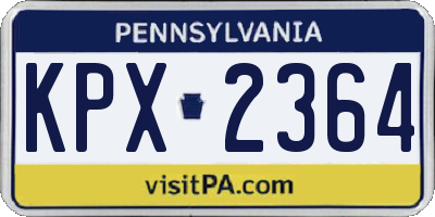 PA license plate KPX2364