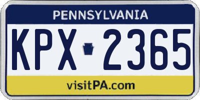 PA license plate KPX2365
