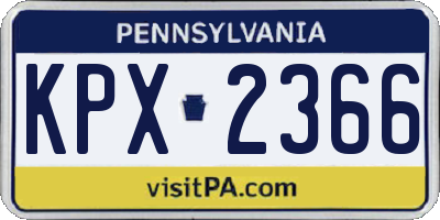 PA license plate KPX2366