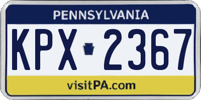 PA license plate KPX2367