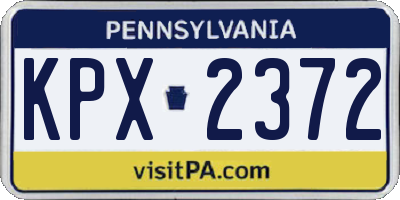 PA license plate KPX2372