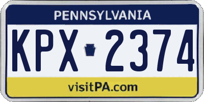 PA license plate KPX2374