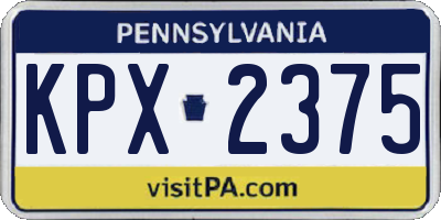 PA license plate KPX2375