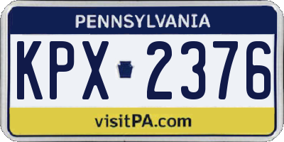 PA license plate KPX2376
