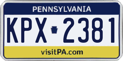 PA license plate KPX2381